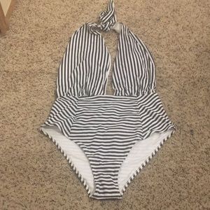 One piece black and white strip one piece